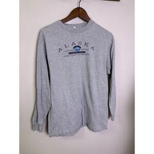 Alstyle Activewear Alaska Graphic Long Sleeve Tee Gray Blue Mountains